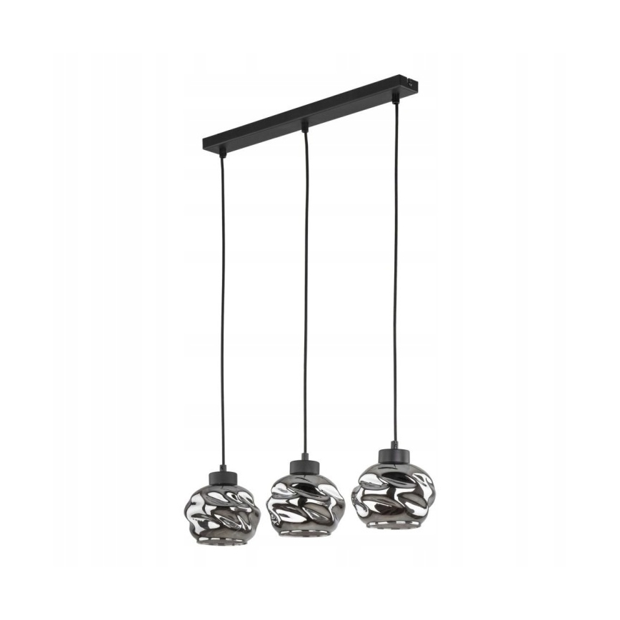LED luster na lanku ZULIA 3xE27/15W/230V čierna/dymovo čierna
