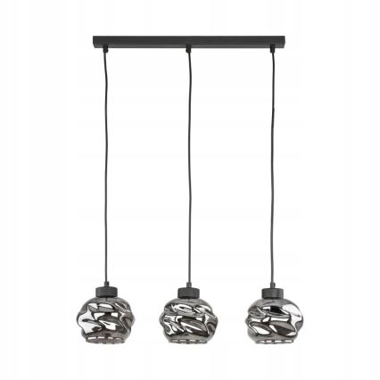 LED luster na lanku ZULIA 3xE27/15W/230V čierna/dymovo čierna