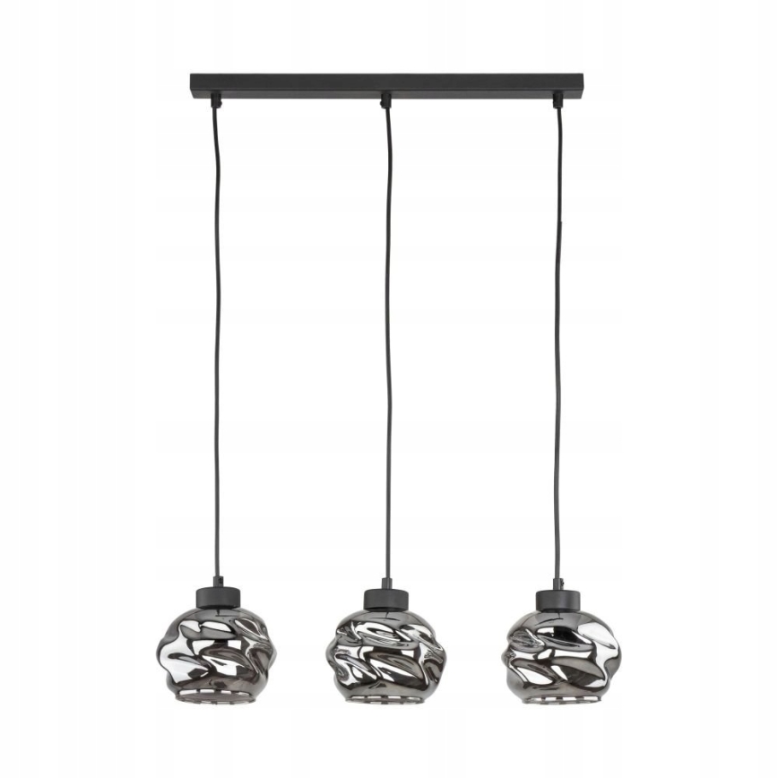 LED luster na lanku ZULIA 3xE27/15W/230V čierna/dymovo čierna