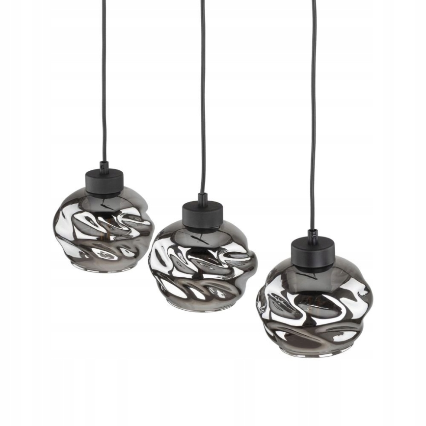 LED luster na lanku ZULIA 3xE27/15W/230V čierna/dymovo čierna