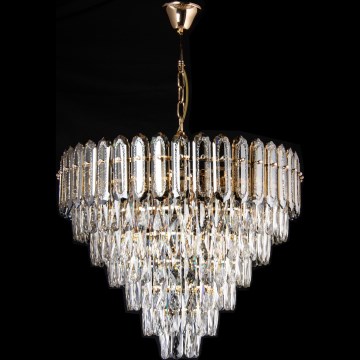LED Luster na reťazi 11xE27/60W/230V + 7xLED/6W pr. 60 cm zlatá