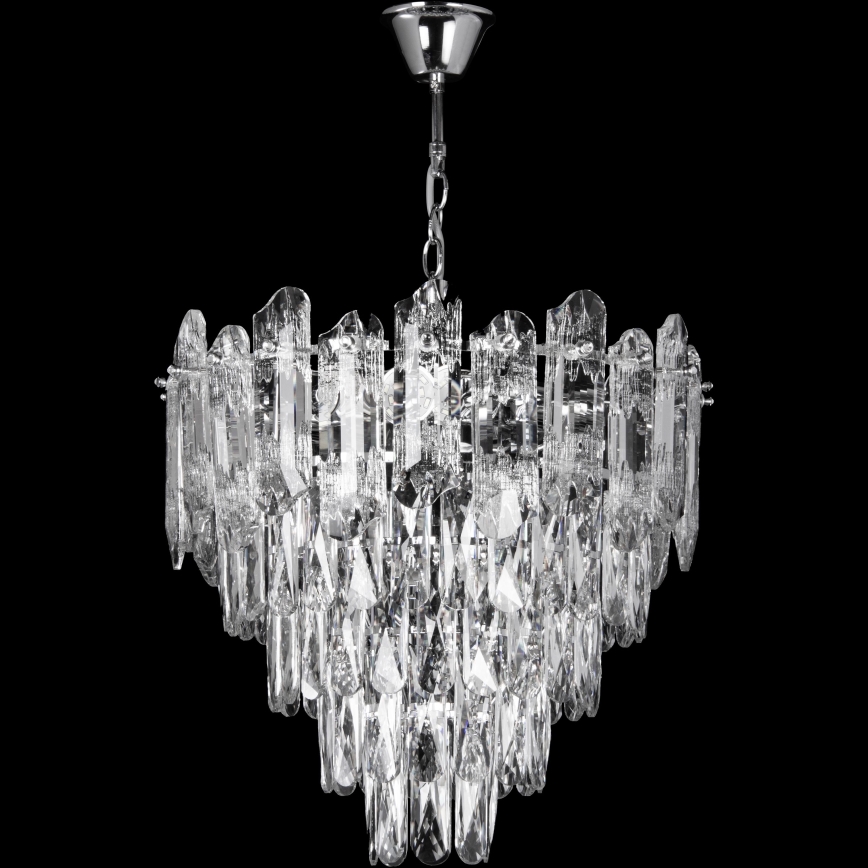 LED Luster na reťazi 7xE27/60W/230V + 4xLED/6W pr. 40 cm lesklý chróm