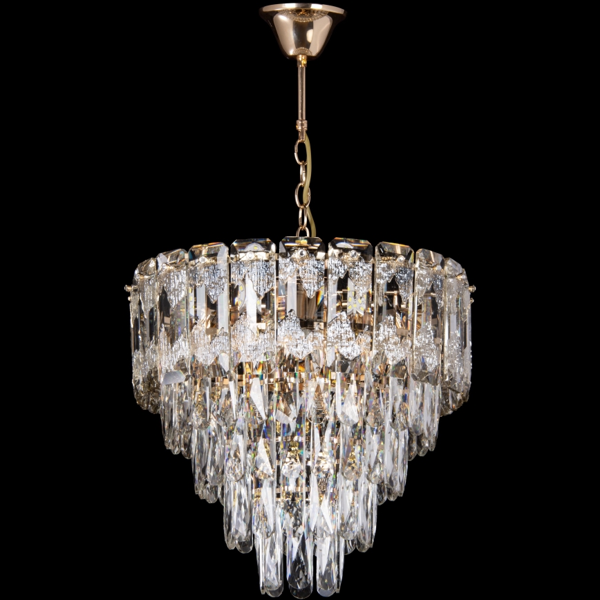 LED Luster na reťazi 7xE27/60W/230V + 4xLED/6W pr. 40 cm zlatá