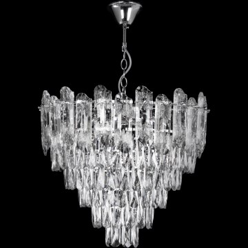 LED Luster na reťazi 9xE27/60W/230V + 6xLED/6W pr. 50 cm lesklý chróm