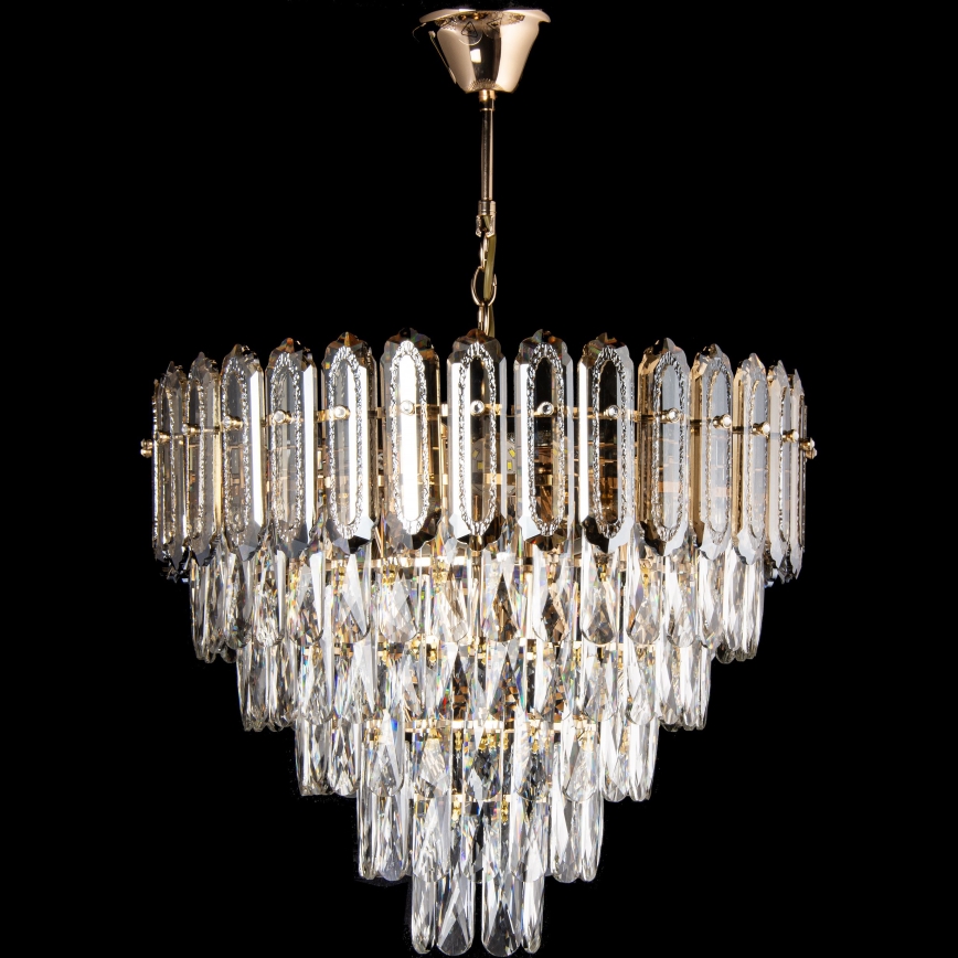 LED Luster na reťazi 9xE27/60W/230V + 6xLED/6W pr. 50 cm zlatá