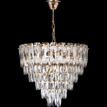 LED Luster na reťazi 9xE27/60W/230V + 6xLED/6W pr. 50 cm zlatá