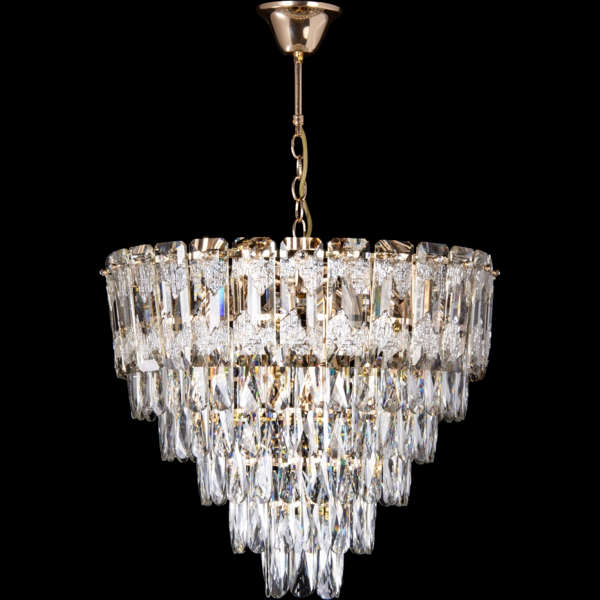 LED Luster na reťazi 9xE27/60W/230V + 6xLED/6W pr. 50 cm zlatá