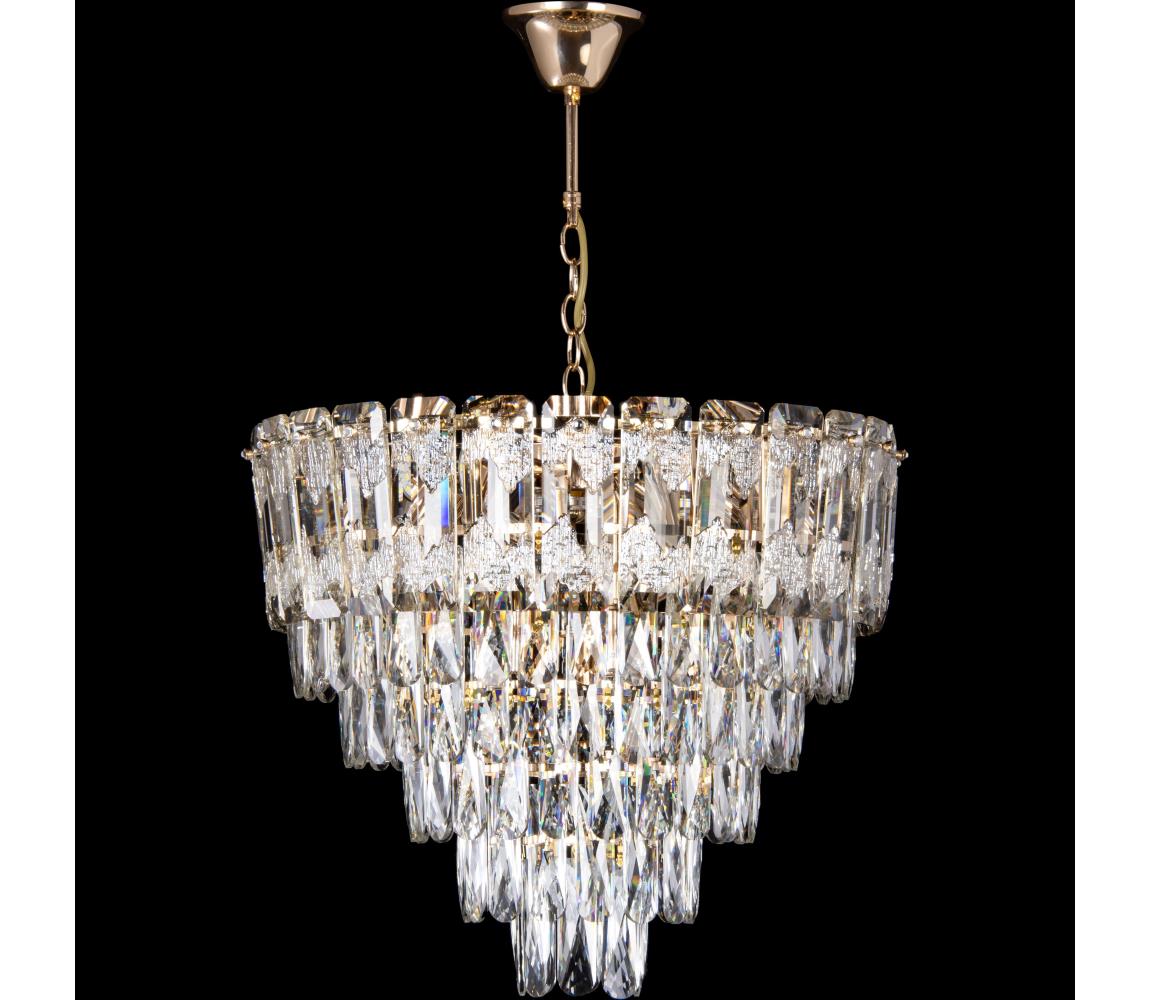 LED Luster na reťazi 9xE27/60W/230V + 6xLED/6W pr. 50 cm zlatá