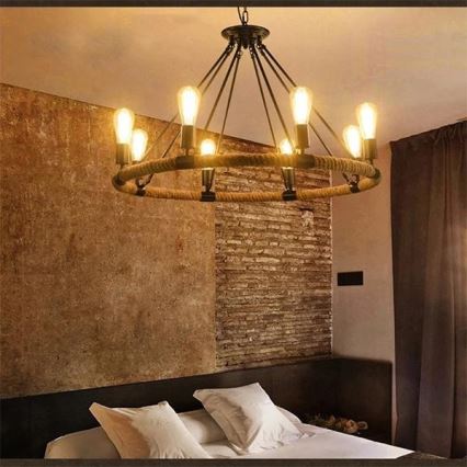 LED Luster na reťazi ROPE ARTHUR 8xE27/6W/230V