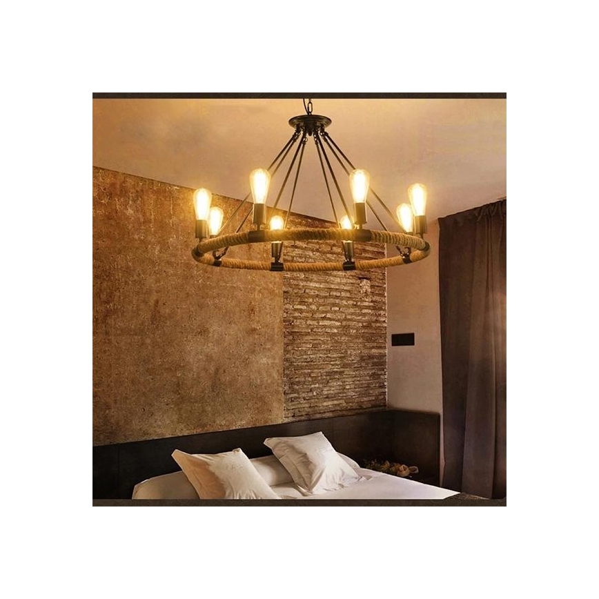 LED Luster na reťazi ROPE ARTHUR 8xE27/6W/230V