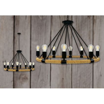 LED Luster na reťazi ROPE ARTHUR 8xE27/6W/230V