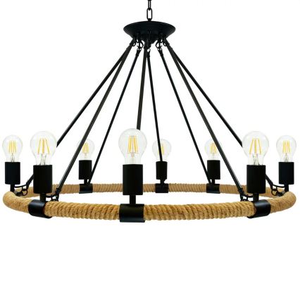 LED Luster na reťazi ROPE ARTHUR 8xE27/6W/230V
