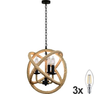 LED Luster na reťazi ROPE GLOBO 3xE14/4,3W/230V
