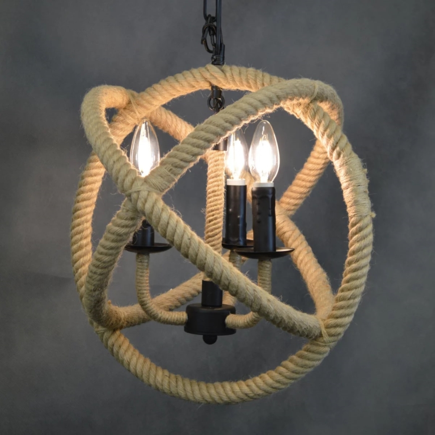 LED Luster na reťazi ROPE GLOBO 3xE14/4,3W/230V