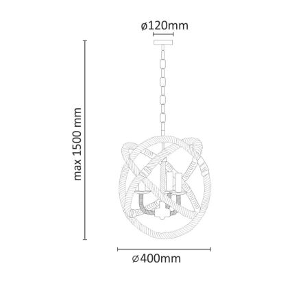 LED Luster na reťazi ROPE GLOBO 3xE14/4,3W/230V