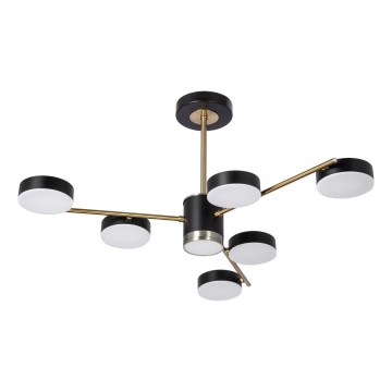 LED Luster na tyči 6xLED/7W/230V + LED/6W 3000 - 6000K pr. 69 cm zlatá/čierna