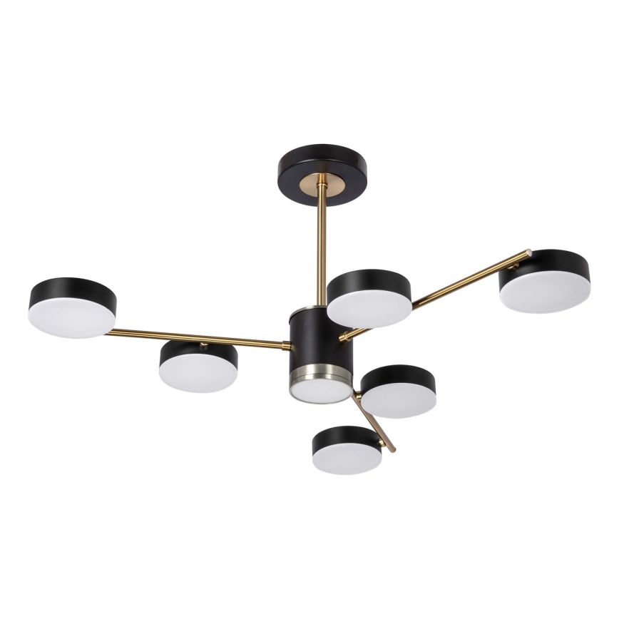 LED Luster na tyči 6xLED/7W/230V + LED/6W 3000 - 6000K pr. 69 cm zlatá/čierna