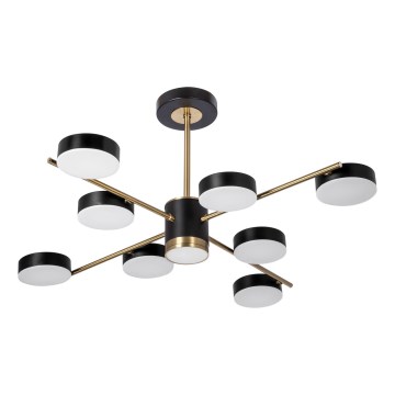 LED Luster na tyči 8xLED/7W/230V + LED/6W 3000-6000K pr. 77 cm zlatá/čierna