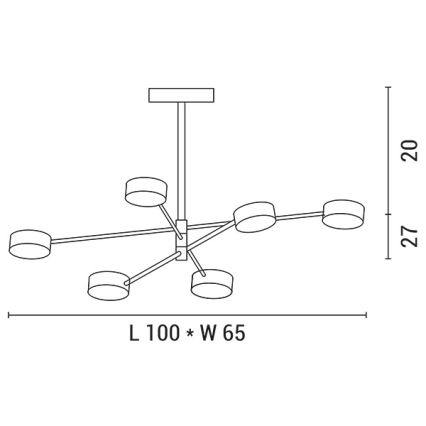 LED Luster na tyči LED/30W/230V 3000K zlatá