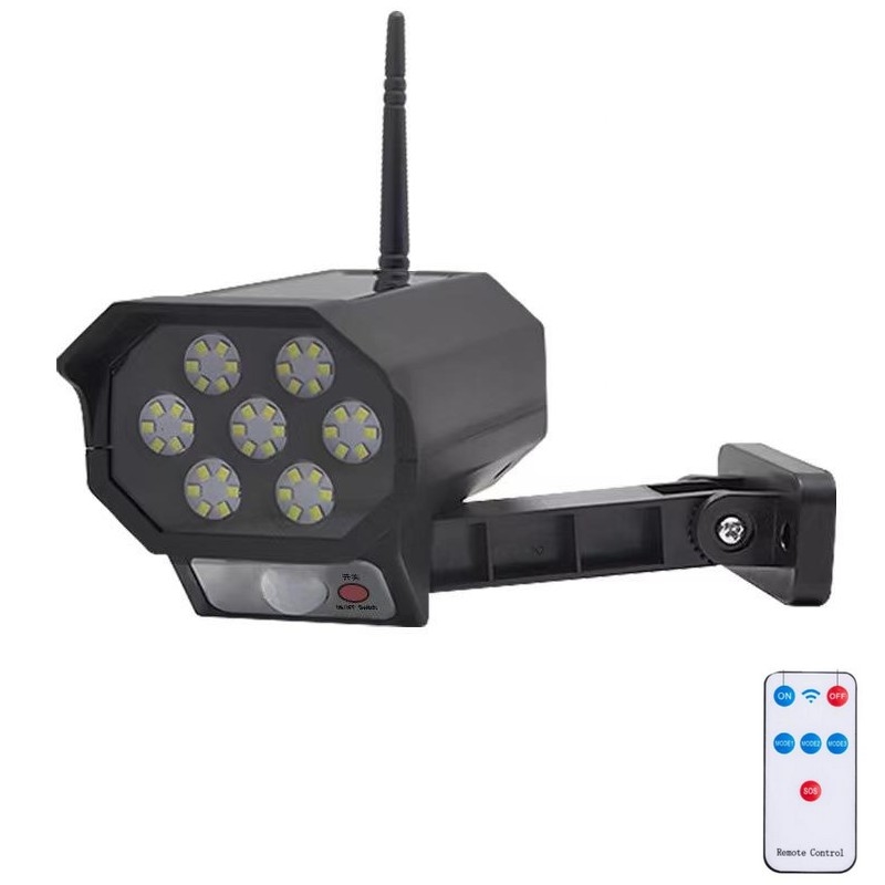 LED Maketa bezpečnostnej kamery so senzorom a so solárnym panelom LED/5W/5,5V 800 mAh IP65 + diaľkové ovládanie