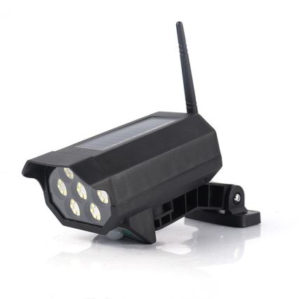 LED Maketa bezpečnostnej kamery so senzorom a so solárnym panelom LED/5W/5,5V 800 mAh IP65 + diaľkové ovládanie