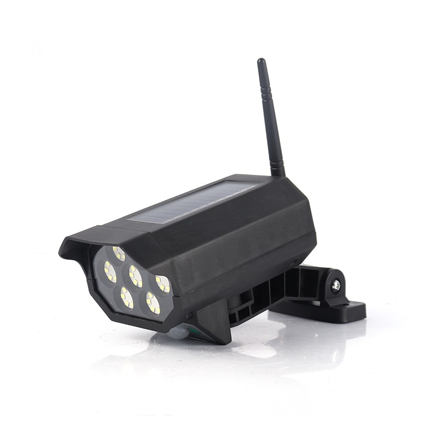 LED Maketa bezpečnostnej kamery so senzorom a so solárnym panelom LED/5W/5,5V 800 mAh IP65 + diaľkové ovládanie