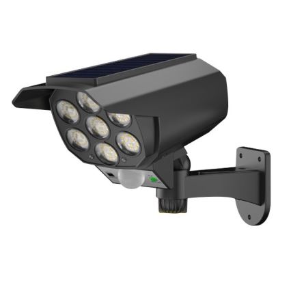 LED Maketa bezpečnostnej kamery so senzorom a so solárnym panelom LED/5W/5,5V 800 mAh IP65 + diaľkové ovládanie