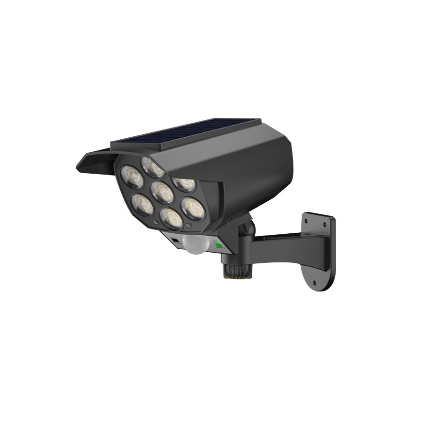 LED Maketa bezpečnostnej kamery so senzorom a so solárnym panelom LED/5W/5,5V 800 mAh IP65 + diaľkové ovládanie