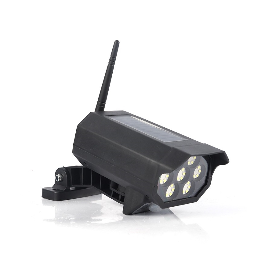 LED Maketa bezpečnostnej kamery so senzorom a so solárnym panelom LED/5W/5,5V 800 mAh IP65 + diaľkové ovládanie