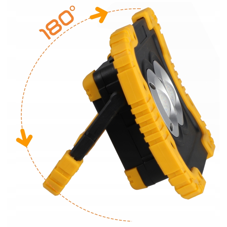 LED Nabíjací reflektor s funkciou powerbanky LED/20W/5V 4400 mAh IP44 čierna/žltá