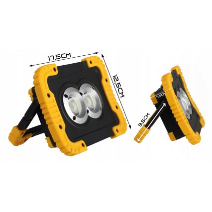 LED Nabíjací reflektor s funkciou powerbanky LED/20W/5V 4400 mAh IP44 čierna/žltá