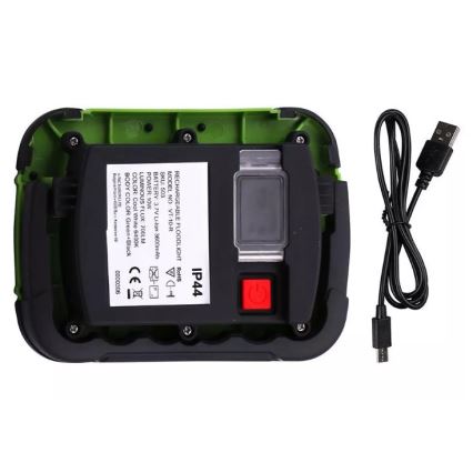 LED Nabíjací reflektor SAMSUNG CHIP LED/10W/3,7V IP44 6400K 3600 mAh zelená