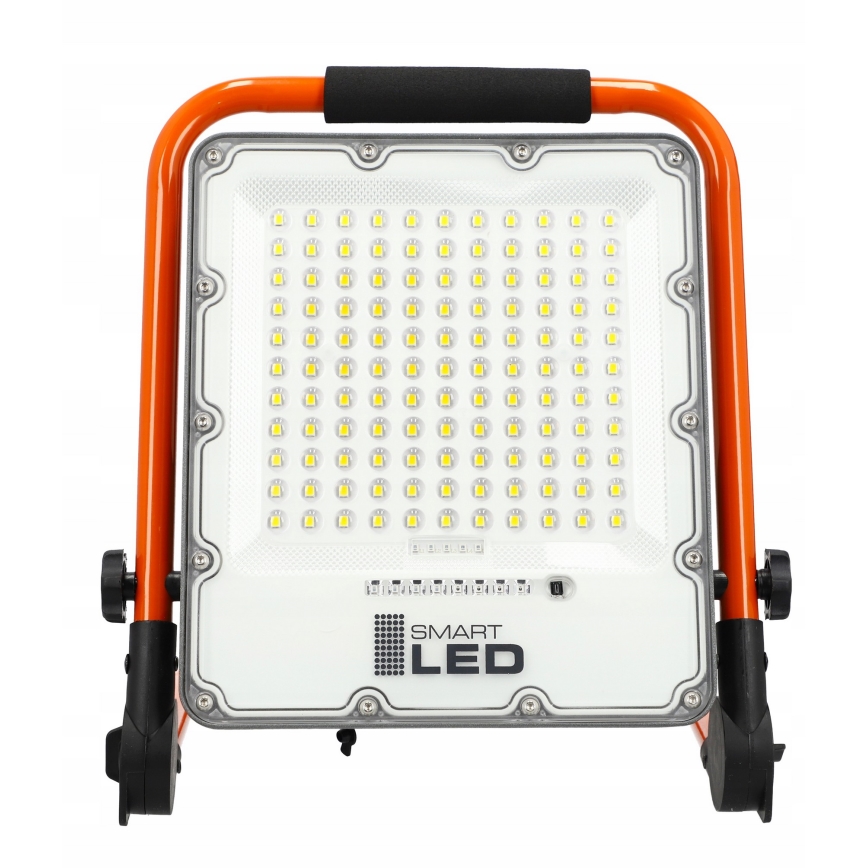 LED nabíjací reflektor so statívom LED/100W/3,2V 5000K 5000 mAh IP65 oranžový