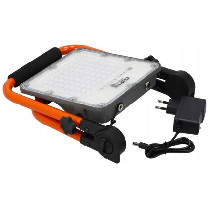 LED nabíjací reflektor so statívom LED/100W/3,2V 5000K 5000 mAh IP65 oranžový