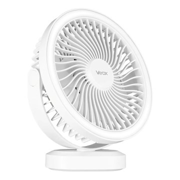 LED Nabíjací stolný ventilátor s LED osvetlením LED/3W/5V USB 2400 mAh biela
