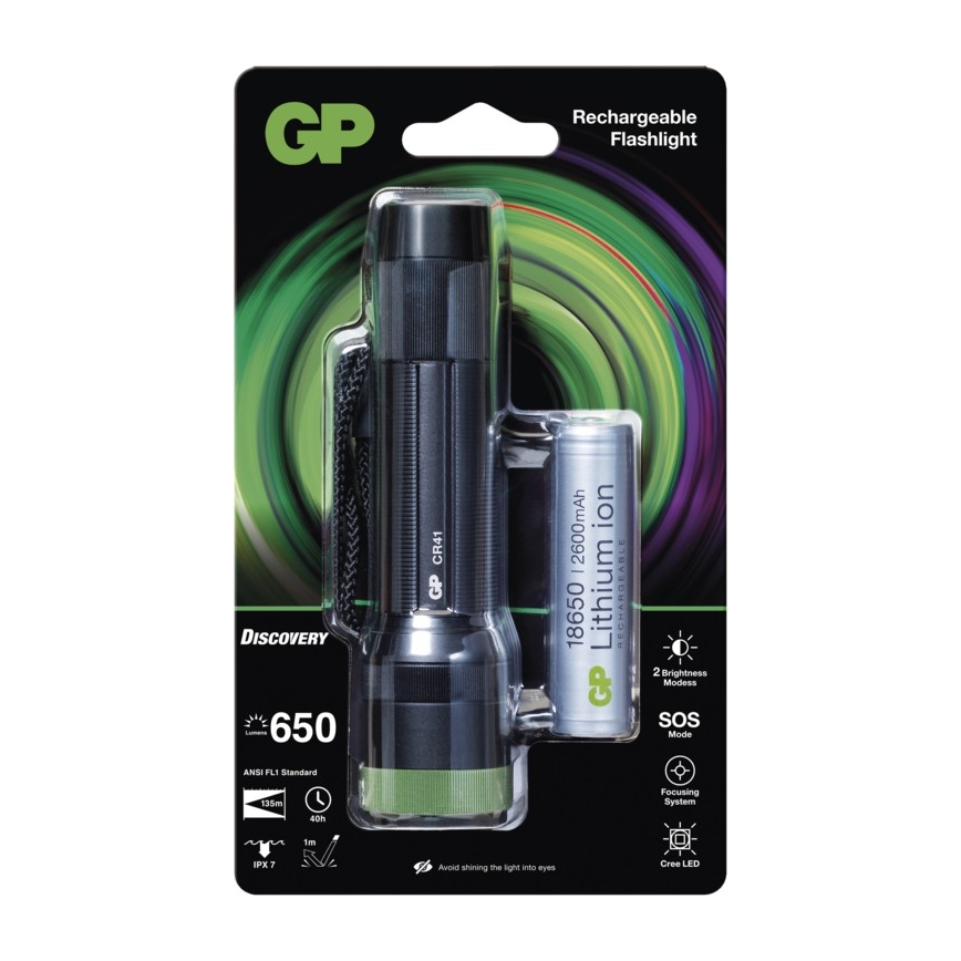 LED nabíjacia baterka GP DISCOVERY CR41 LED/Li-lon 3,7V IPX7