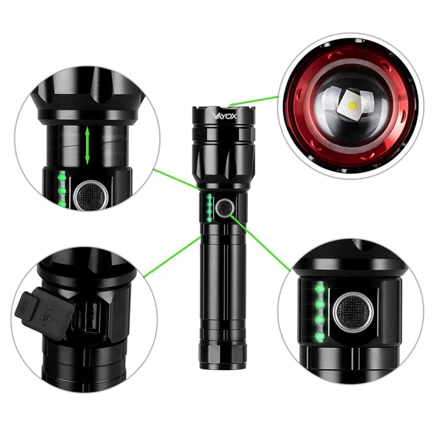 LED Stmievateľná nabíjacia baterka s funkciou powerbanky LED/30W/5V IPX5 1060 lm 5000 mAh