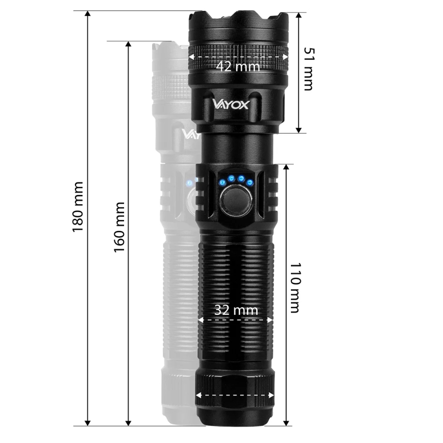 LED Stmievateľná nabíjacia baterka s funkciou powerbanky LED/10W/5V IPX4 600 lm 2000 mAh