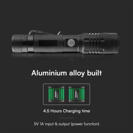 LED nabíjacia baterka USB LED/10W/5V IP54 2000 mAh 1000 lm