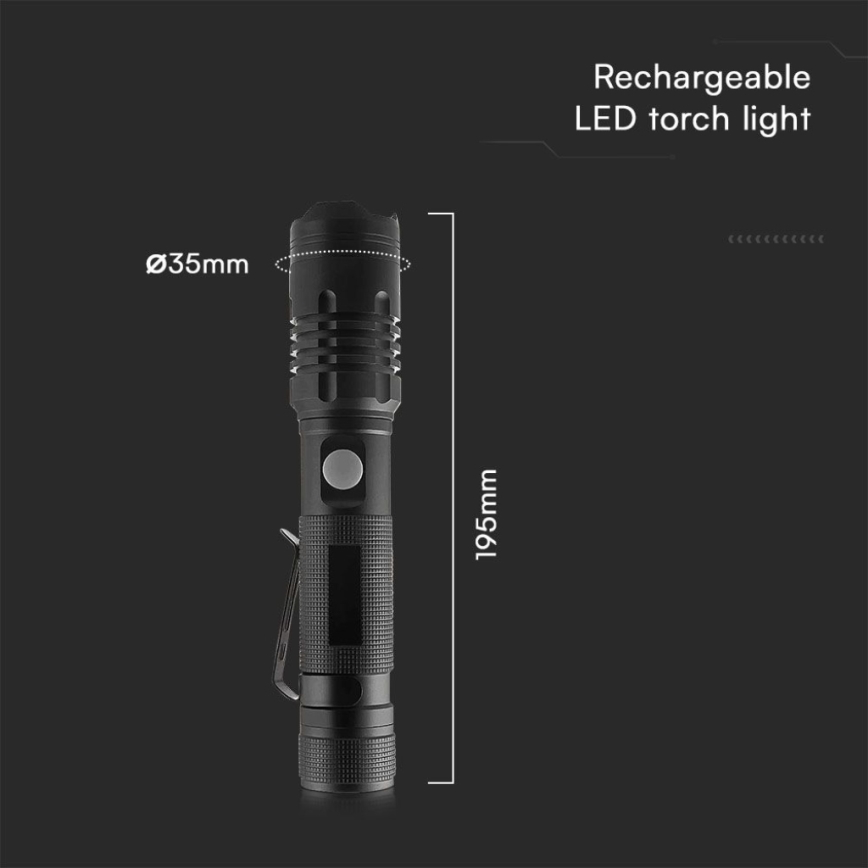 LED nabíjacia baterka USB LED/10W/5V IP54 2000 mAh 1000 lm