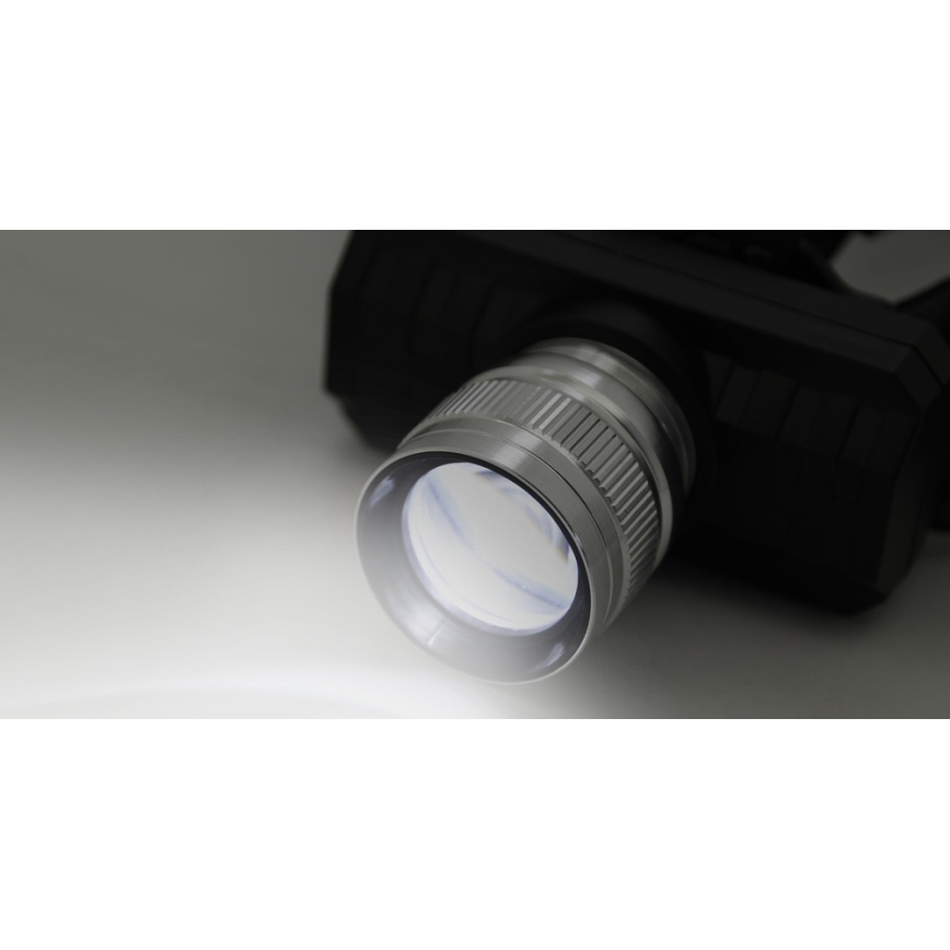 LED Nabíjacia čelovka LED/3W/3,7V 1200 mAh čierna