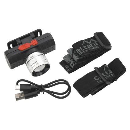 LED Nabíjacia čelovka LED/3W/3,7V 1200 mAh čierna