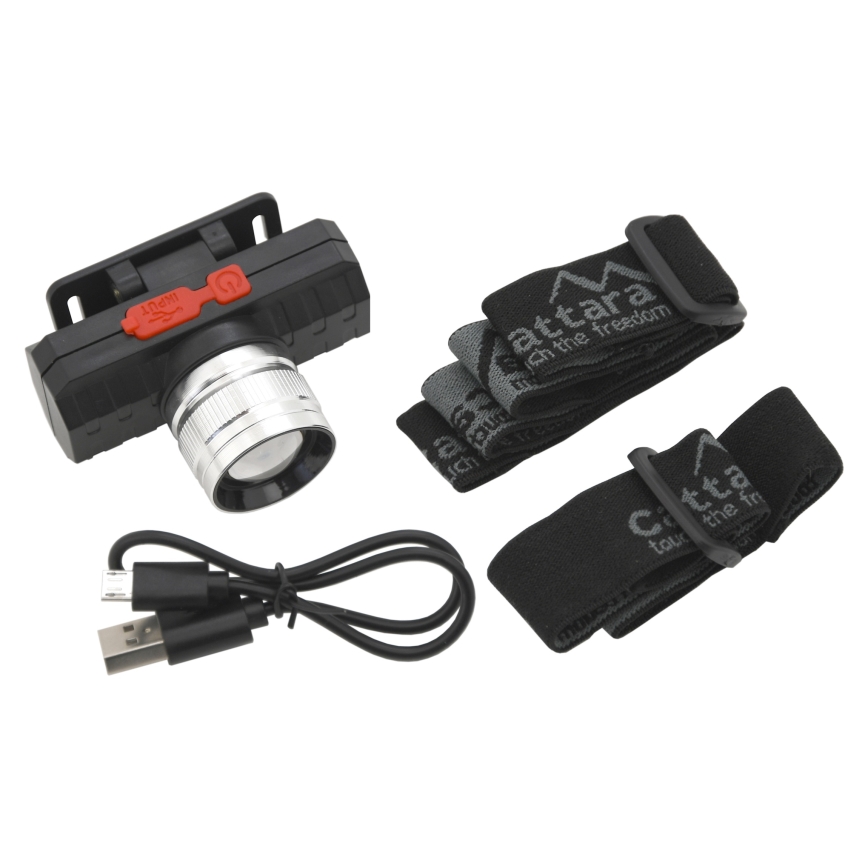 LED Nabíjacia čelovka LED/3W/3,7V 1200 mAh čierna