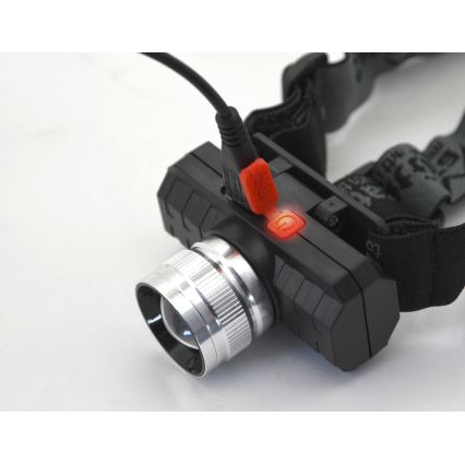 LED Nabíjacia čelovka LED/3W/3,7V 1200 mAh čierna