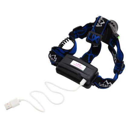 LED Nabíjacia čelovka LED/6W/7,4V 2x2800 mAh IP44 čierna/modrá
