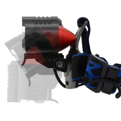 LED Nabíjacia čelovka s červeným svetlom LED/16W/7,4V IP44 čierna/modrá