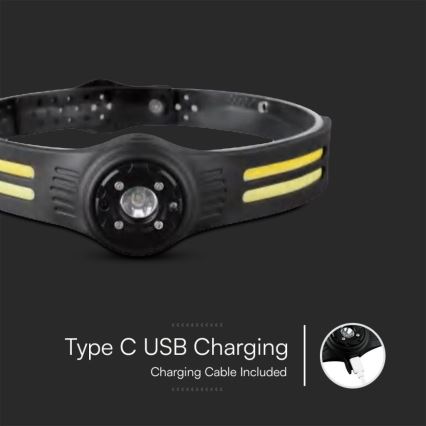 LED Nabíjacia čelovka s červeným svetlom USB LED/3W/5V IP43 470 lm 5 h 650 mAh