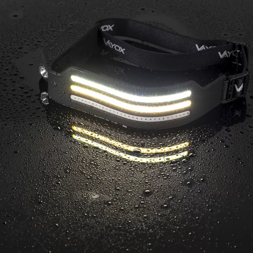 LED Stmievateľná nabíjacia čelovka so senzorom a červeným svetlom 4xLED/5V IP44 300 lm 1200 mAh