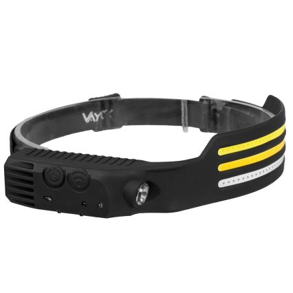 LED Stmievateľná nabíjacia čelovka so senzorom a červeným svetlom 4xLED/5V IP44 300 lm 1200 mAh