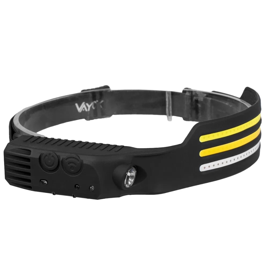 LED Stmievateľná nabíjacia čelovka so senzorom a červeným svetlom 4xLED/5V IP44 300 lm 1200 mAh
